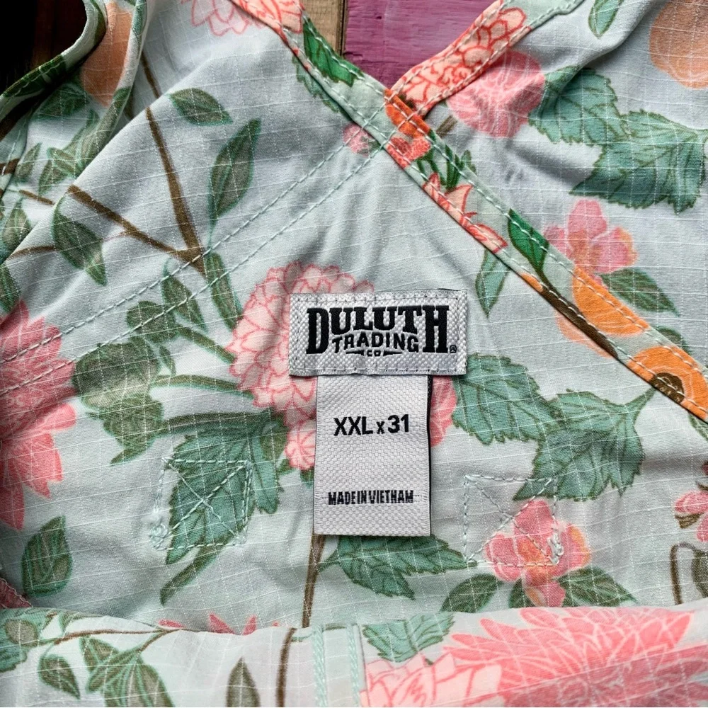 NWT Duluth XXL x31L Heirloom Gardening Bib Overalls Mint Summer Dahlia Bibs Farm - Picture 5 of 9